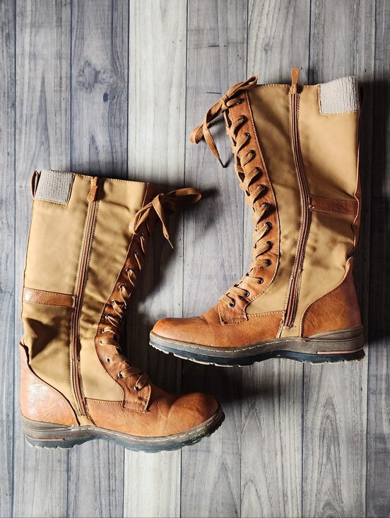 Extreme By Eddie Marc Shoes - Extreme by Eddie Marc Tan Lace-Up Combat Style Boots